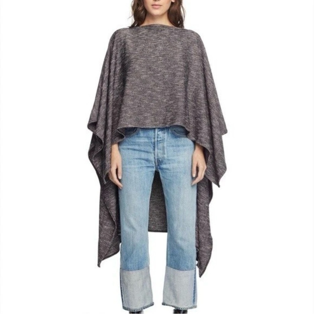 Rag & Bone Lana- Wool oversized black and white asymmetrical poncho.One Size